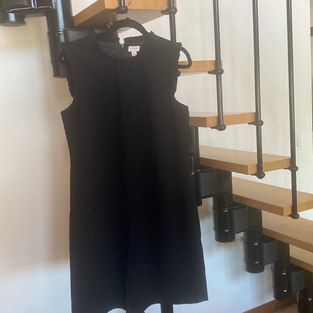 J Crew black ruffle collar and sleeve dress SZ 12